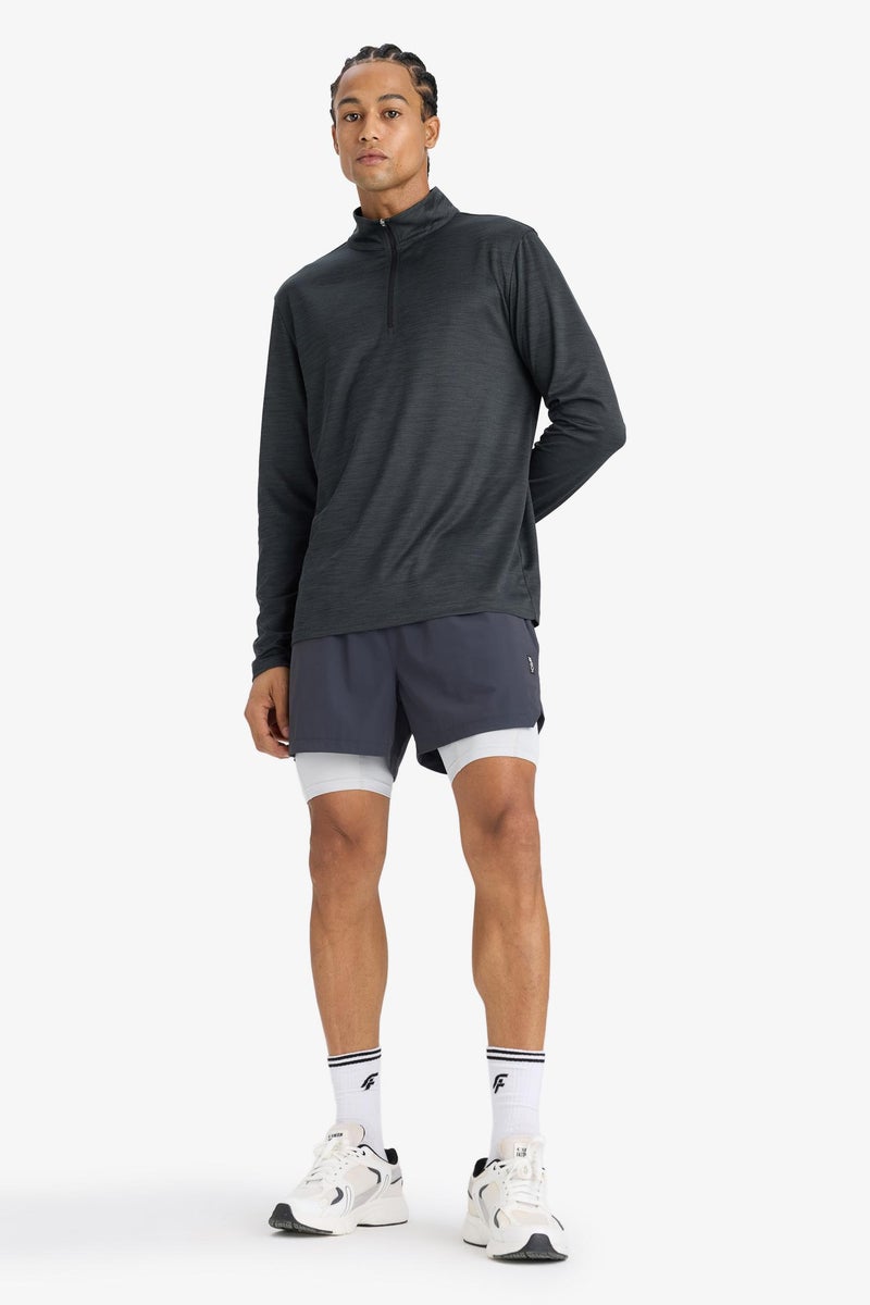 DeFacto Grey Man DeFactoFit Slim Fit Sports Crop Shorts Casual - Image 1